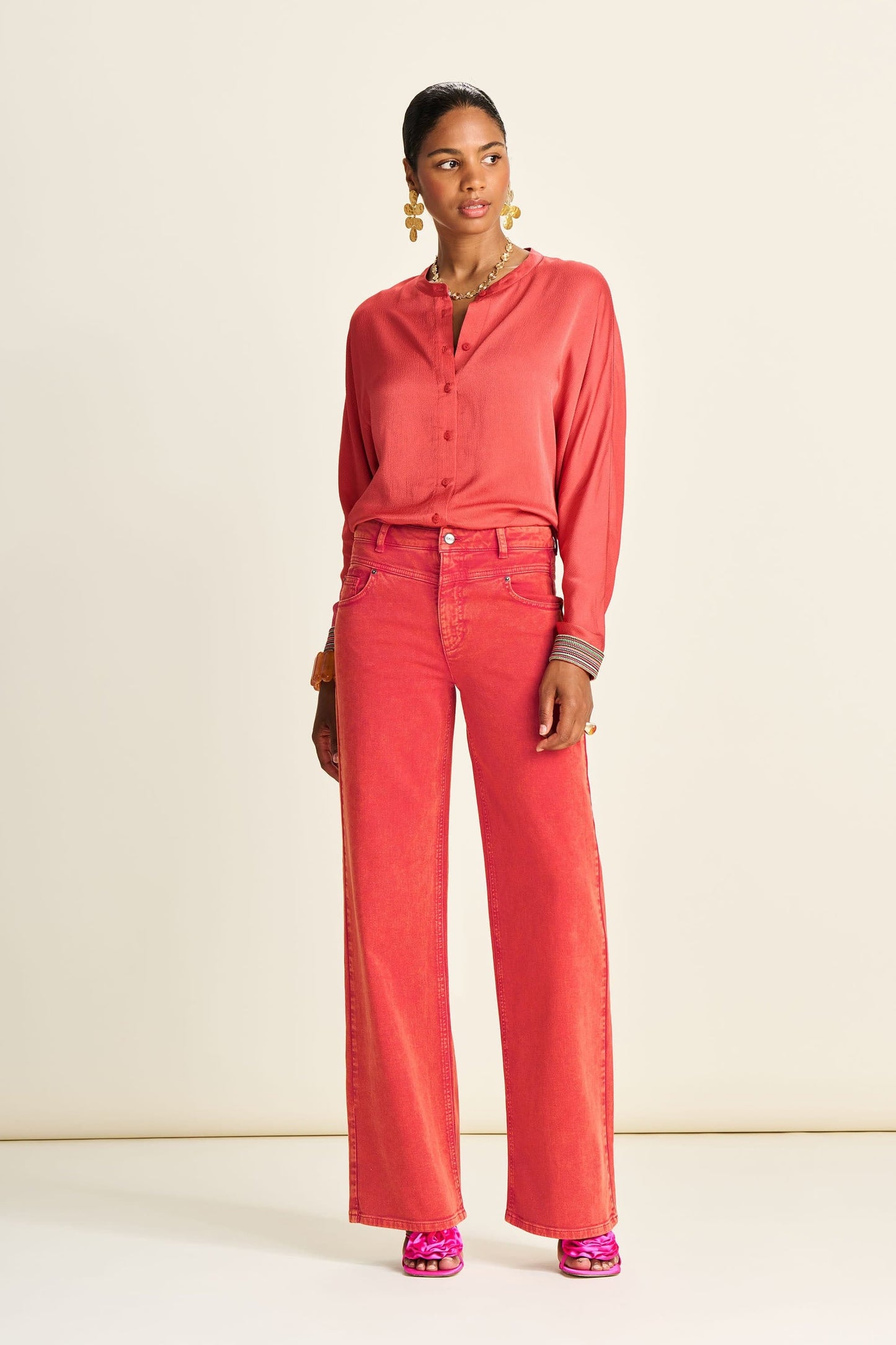 JEANS - Wide Leg Baked Red