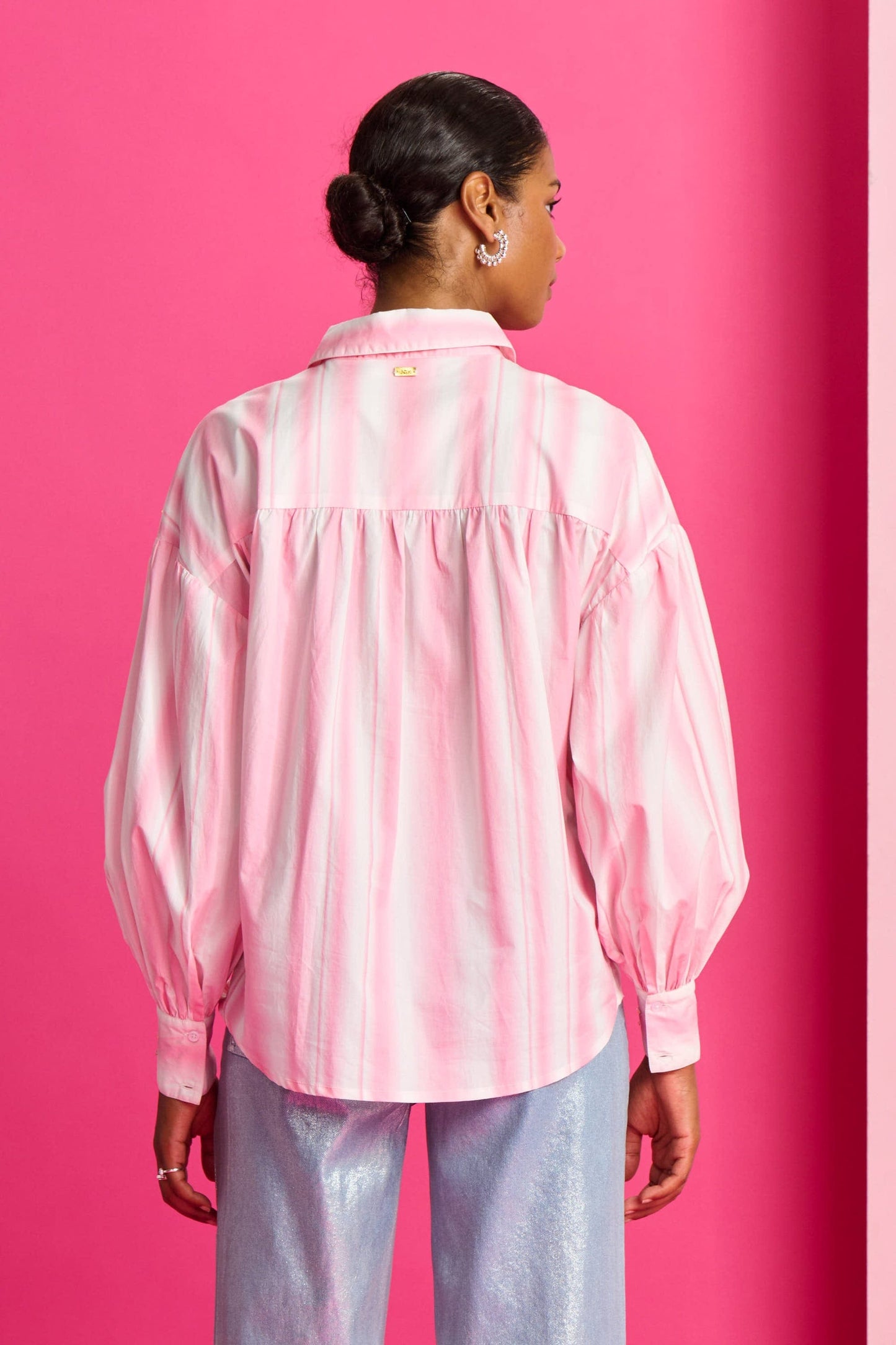 BLUSE - Embroidery Striped Pink
