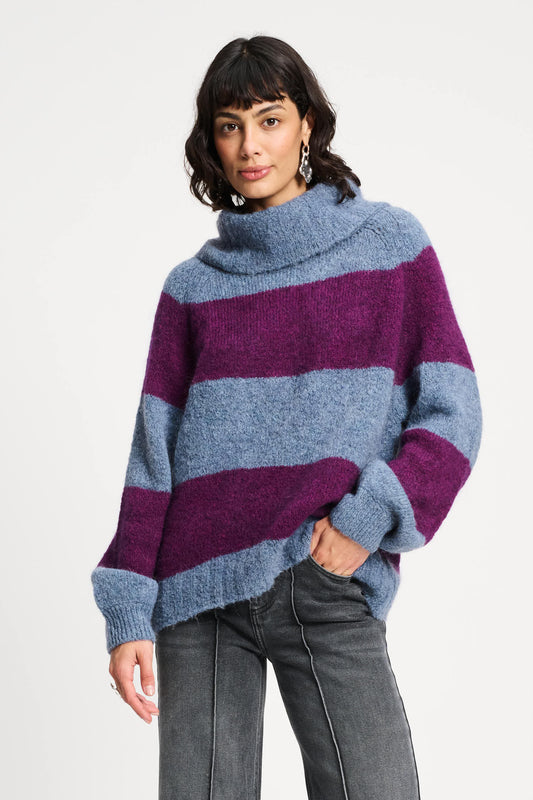 SWEATER - Plum Stripes