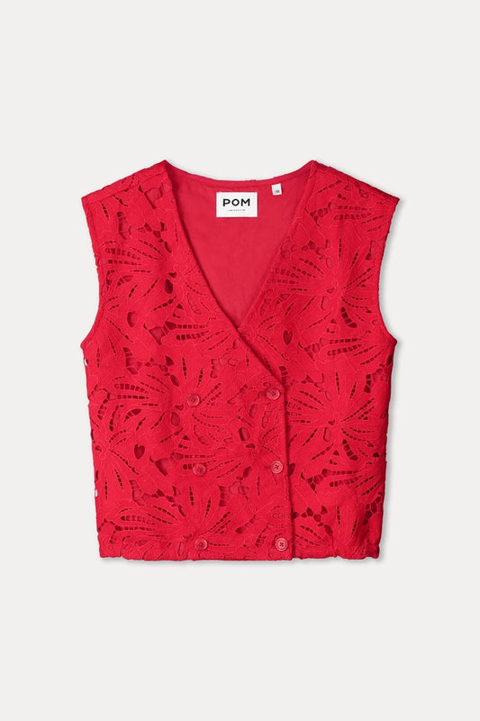 TOP - Lace Bloom Red