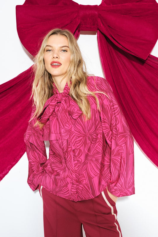 BLUSE - Sara Ribbon Pink
