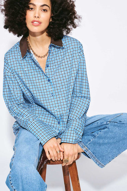 BLUSE - Beau Check Sapphire Blue
