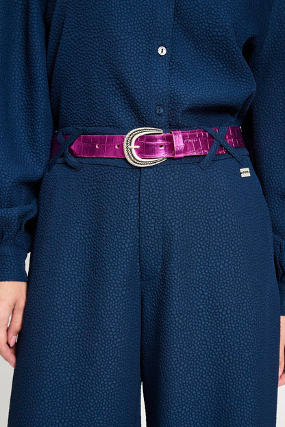 GÜRTEL - Metallic Fuchsia Croco
