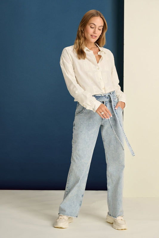 JEANS - Quilt Straight Hellblau