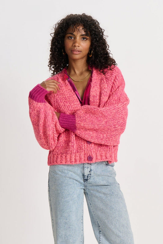 STRICKJACKE - Fiery Pink Melange