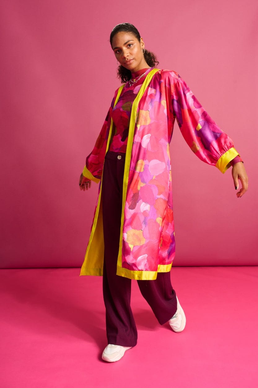 KIMONO - Brushwork Fiery Pink