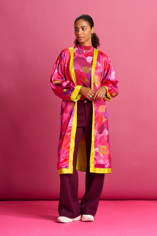 KIMONO - Brushwork Fiery Pink