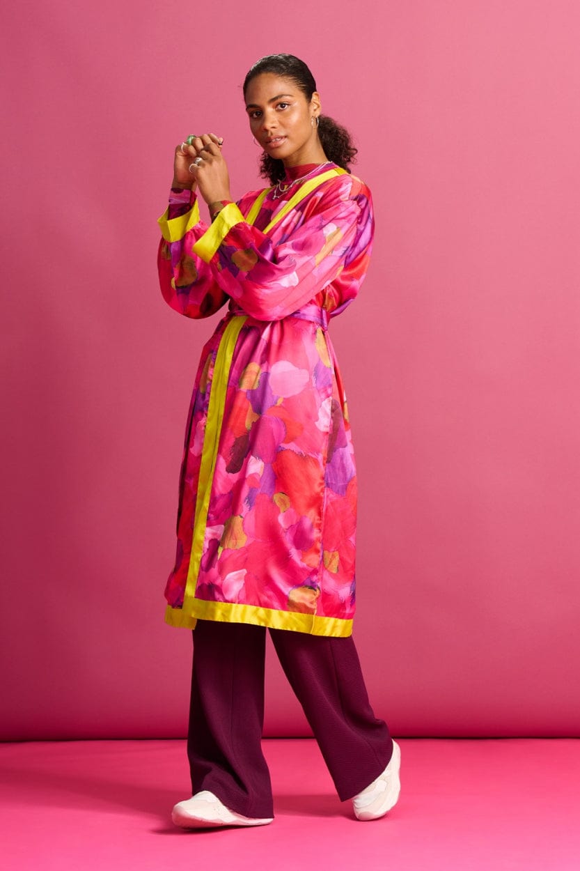 KIMONO - Brushwork Fiery Pink