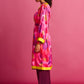 KIMONO - Brushwork Fiery Pink