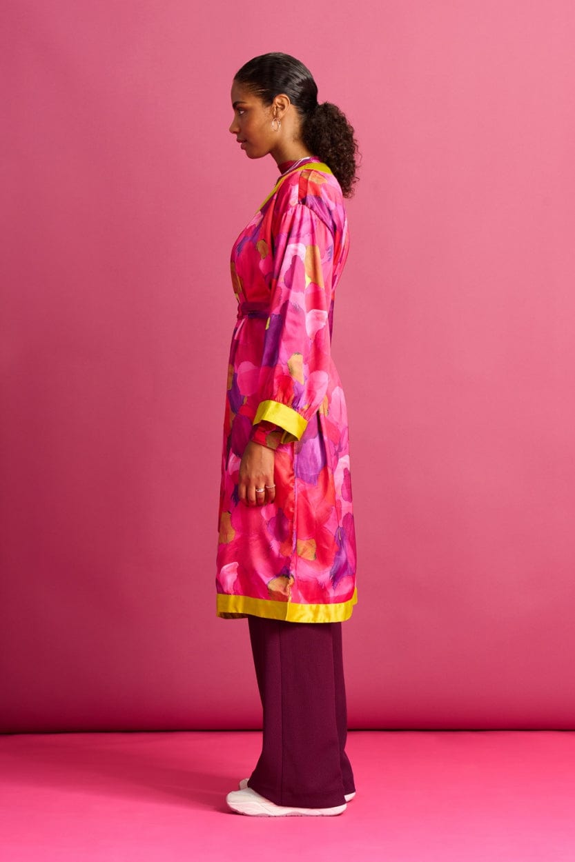 KIMONO - Brushwork Fiery Pink