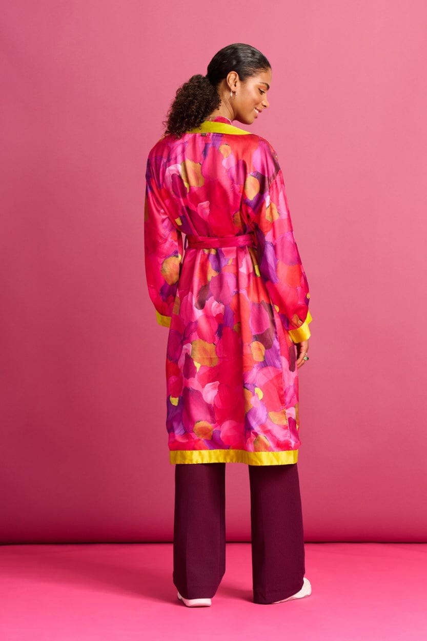 KIMONO - Brushwork Fiery Pink