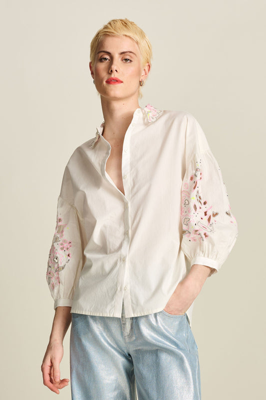 BLUSE - Embroidery Blooming Ecru
