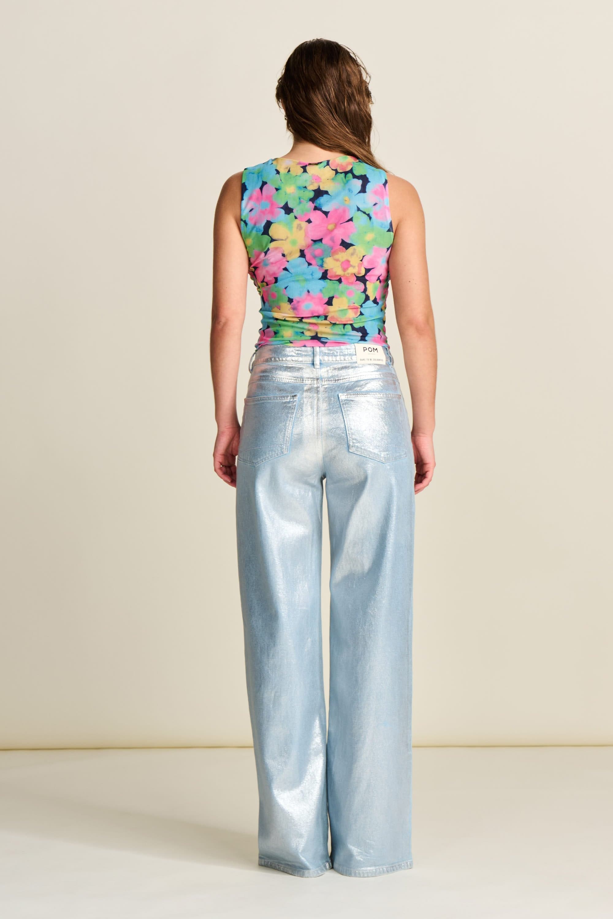 JEANS - Wide Leg Denim Metallic