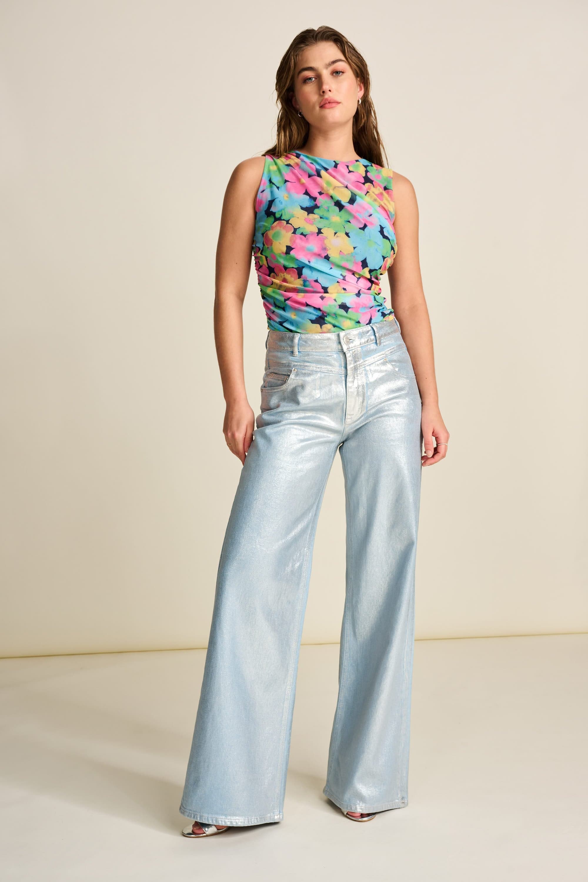 JEANS - Wide Leg Denim Metallic