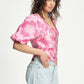 TOP - Floral Jacquard Raspberry