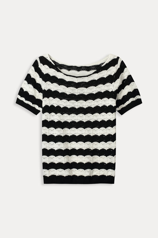 TOP - Crochet Black white