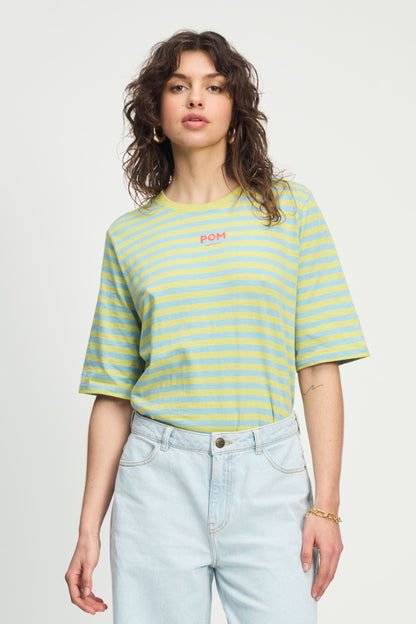 TSHIRT - Striped Lime Blue