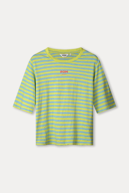 TSHIRT - Striped Lime Blue