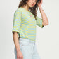 TSHIRT - Striped Lime Blue