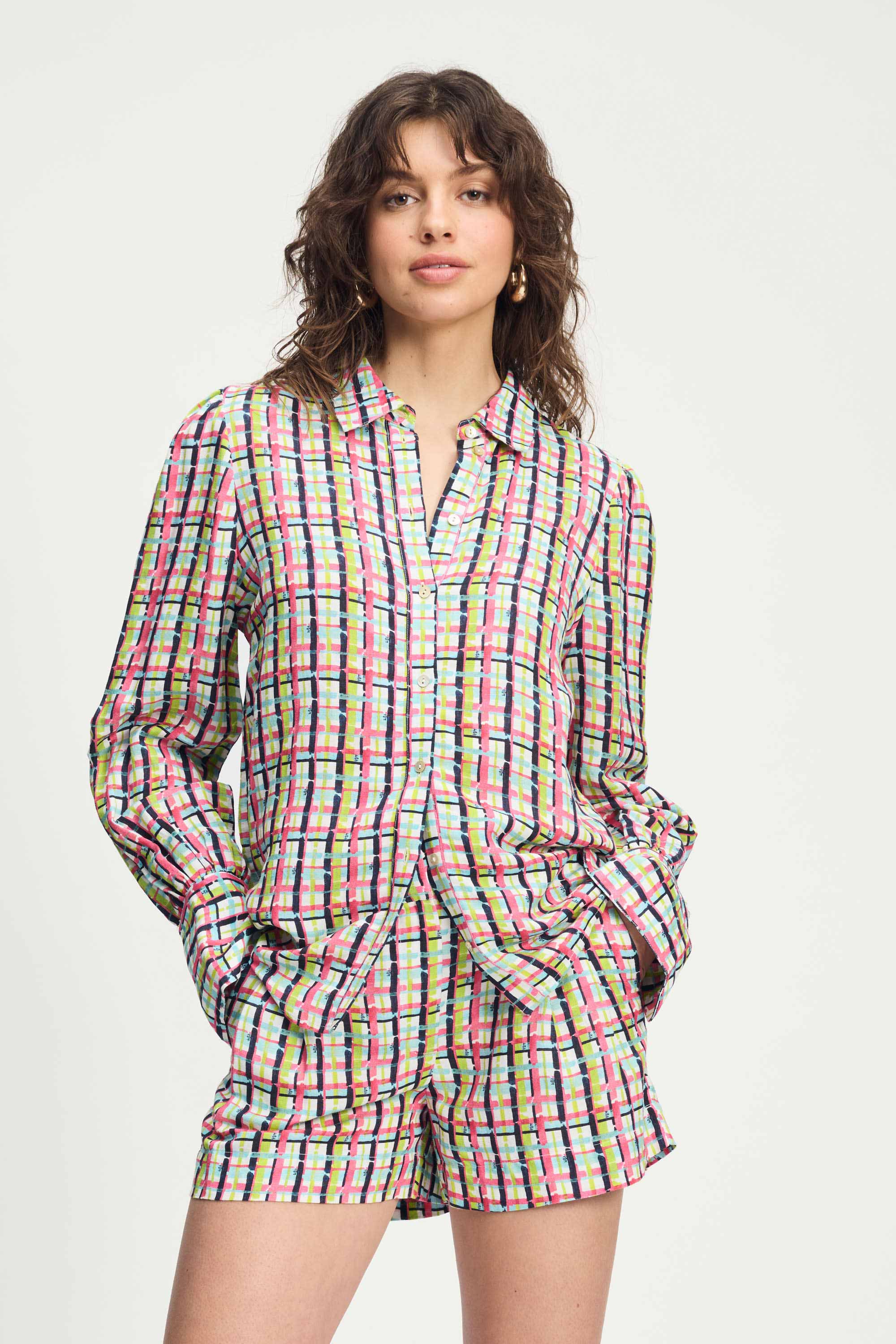 BLUSE - Brushwork Check Linen
