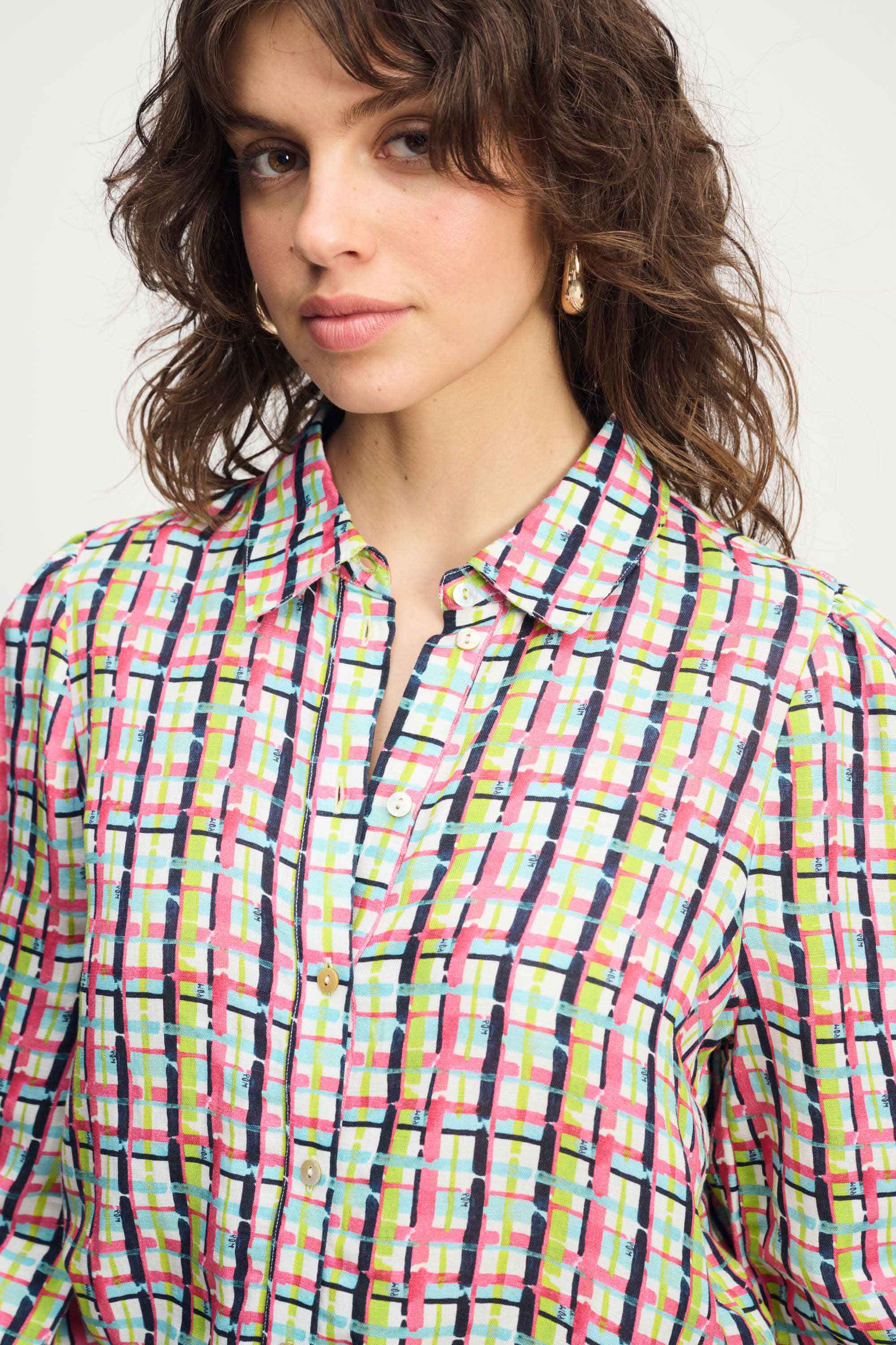 BLUSE - Brushwork Check Linen
