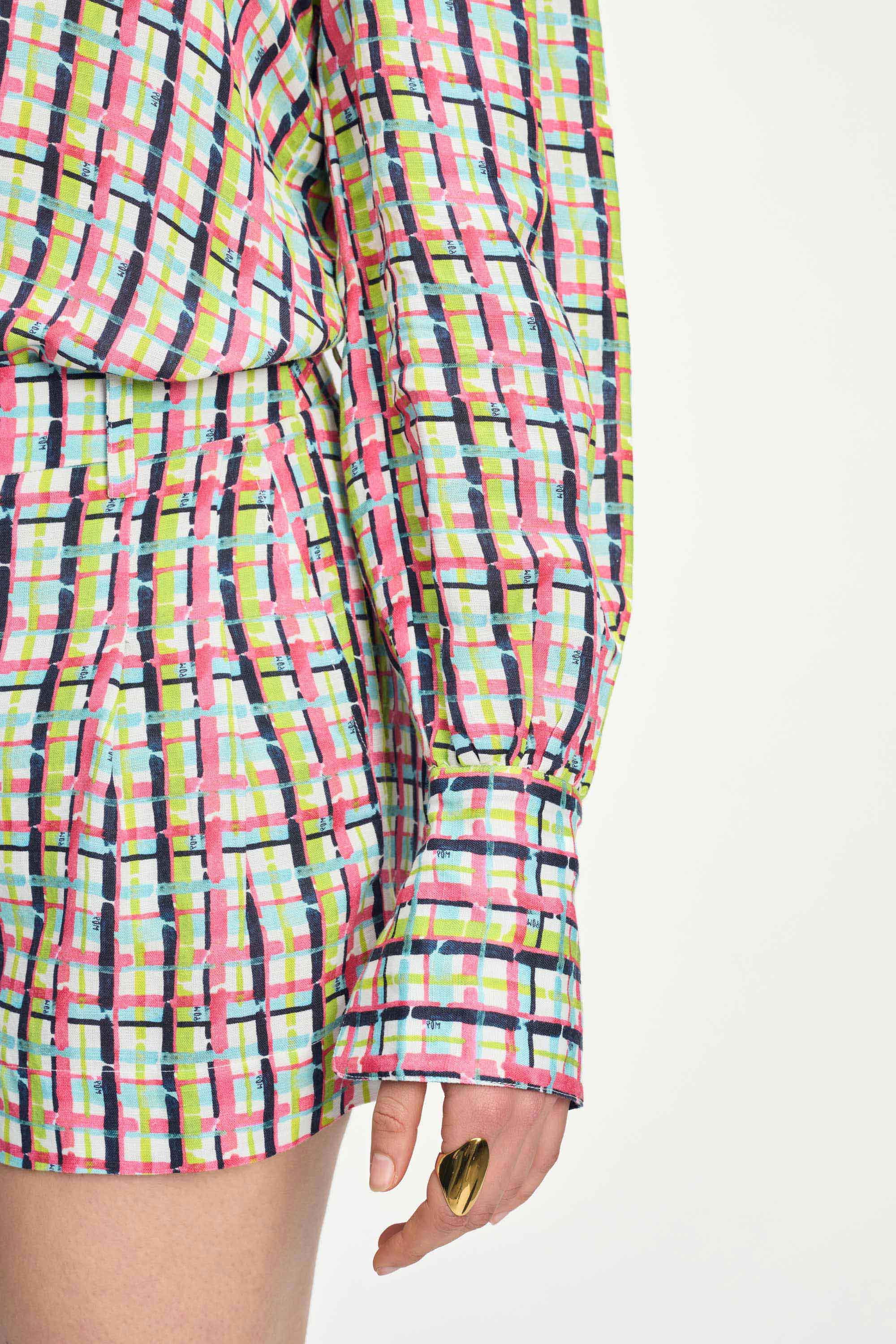 BLUSE - Brushwork Check Linen