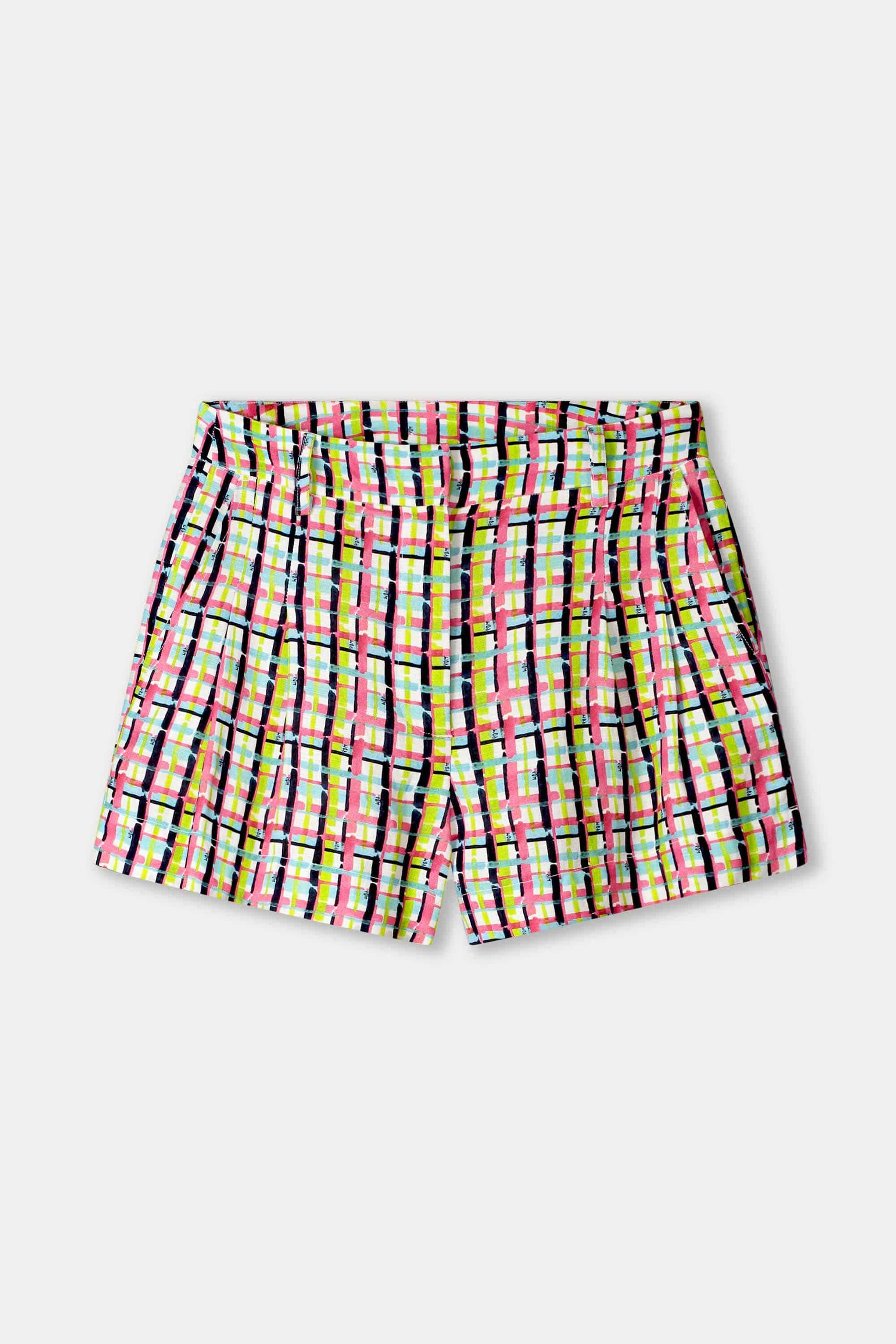 SHORTS - Brushwork Check Linen