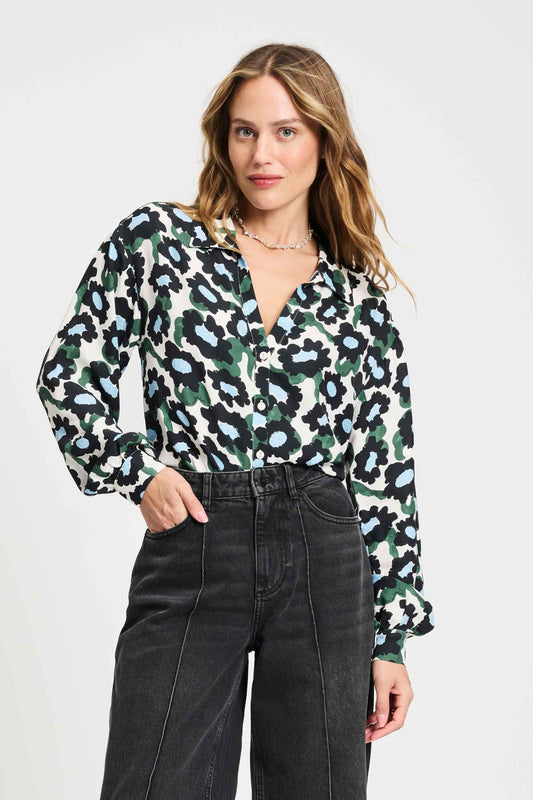 BLUSE - Violet Wild Flowers Ecru