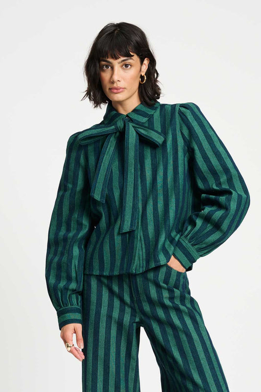 BLUSE - Denim Striped