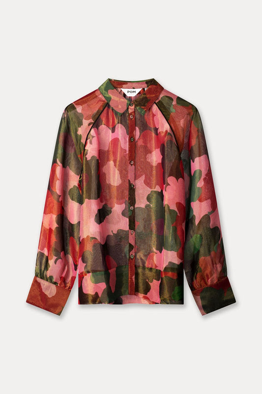 BLUSE - Abstract Flower Shimmer