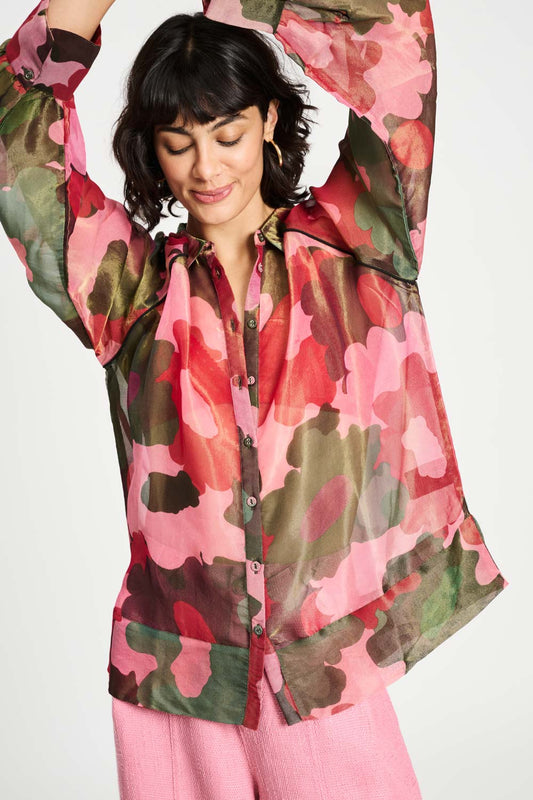BLUSE - Abstract Flower Shimmer