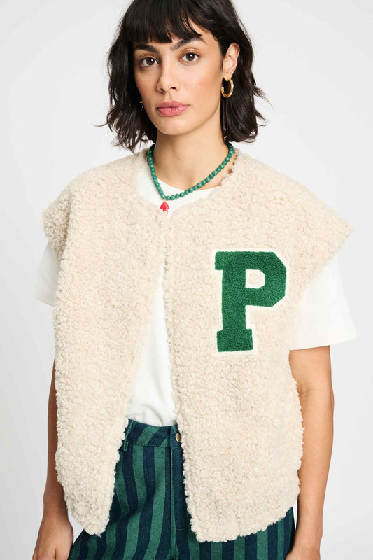 GILET - Teddy Baseball Ecru