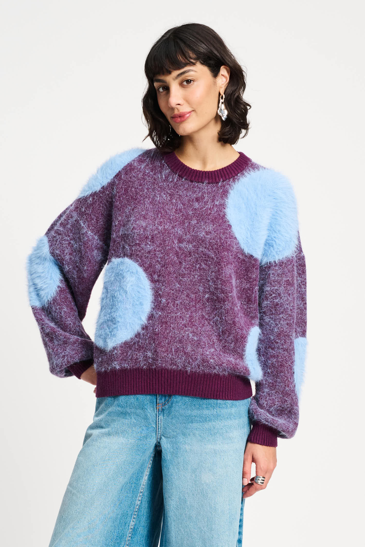 SWEATER - Dots Plum