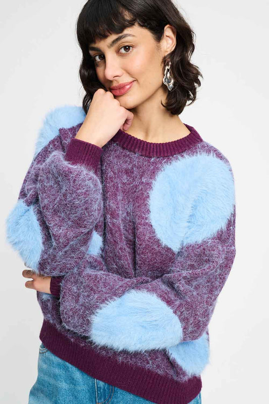 SWEATER - Dots Plum