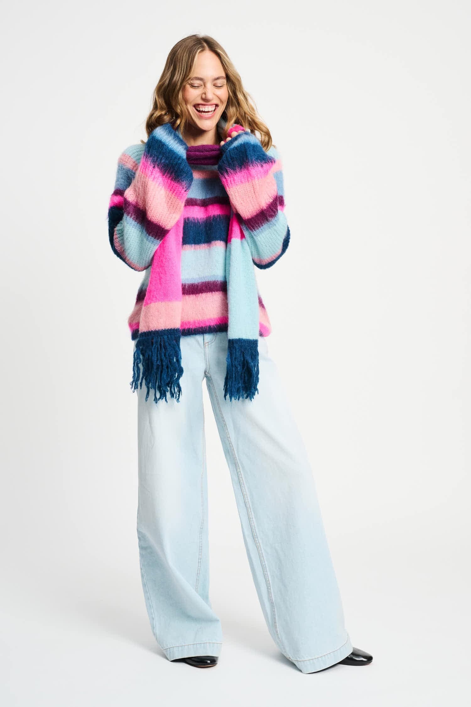 SWEATER - Brushed Stripes Blue