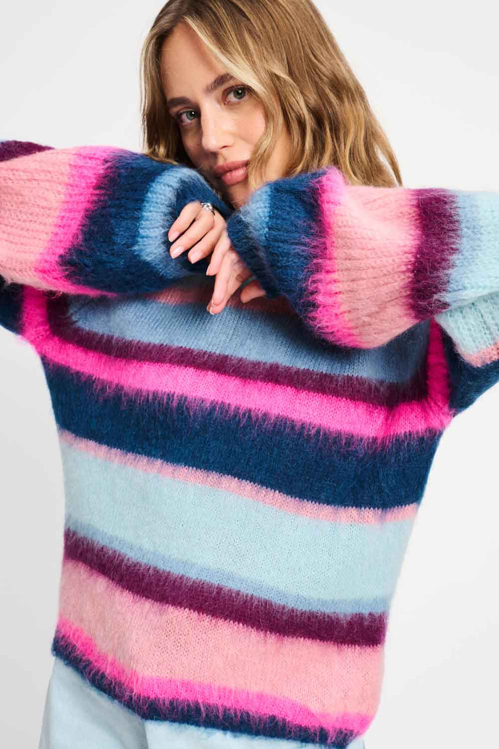 SWEATER - Brushed Stripes Blue
