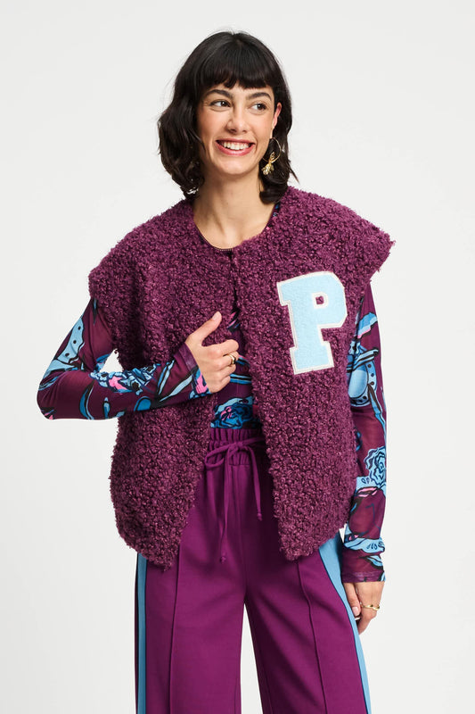 GILET - Teddy Baseball Plum