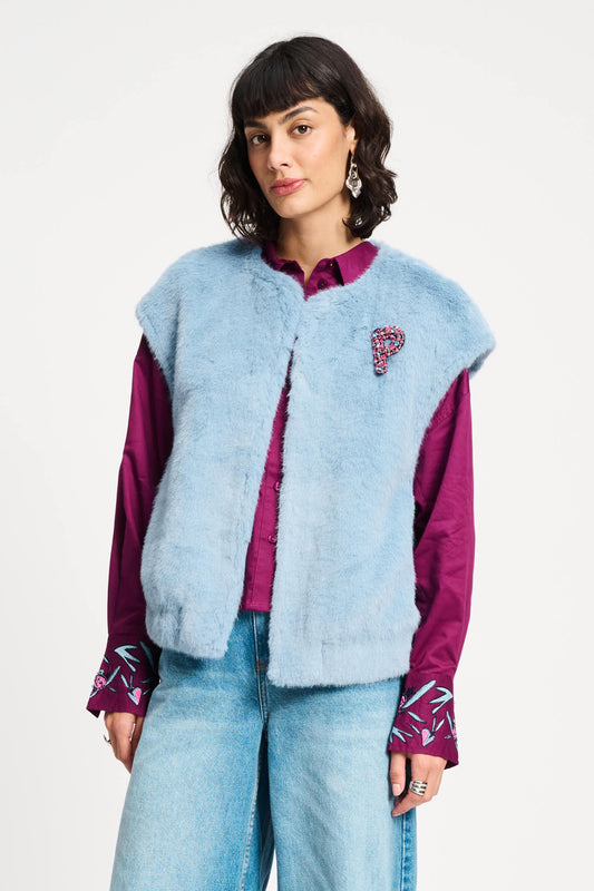 GILET - Fur Misty Blue