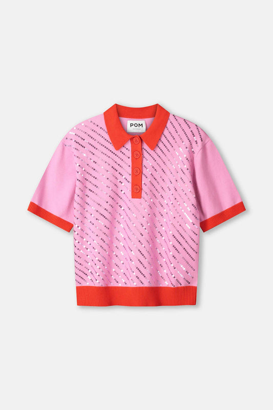 TOP - Polo Sequins Cheering Pink