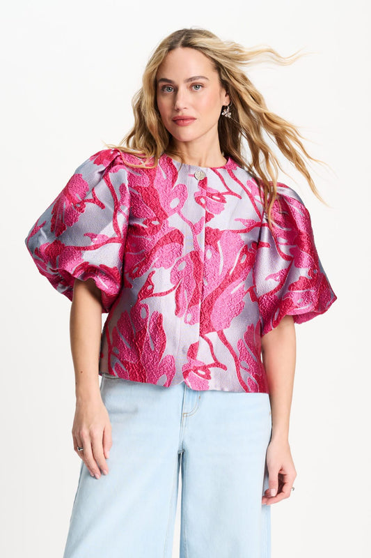 TOP - Urban Flora Blue Jacquard
