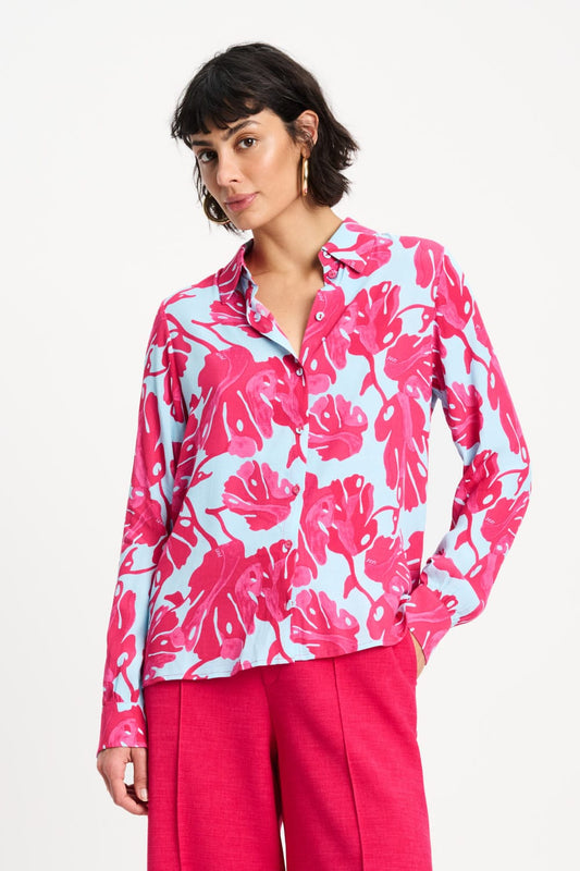 BLUSE - Mila Urban Flora Blue