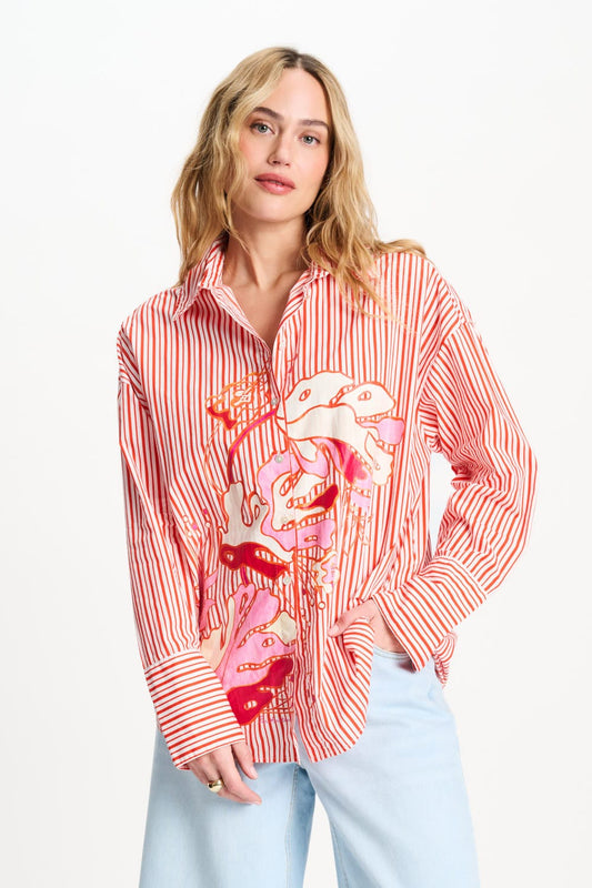 BLUSE - Poplin Striped Orange