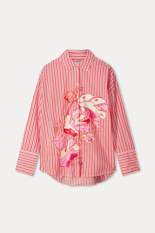 BLUSE - Poplin Striped Orange