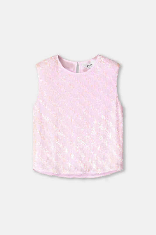 TOP - Sequins Shell Pink