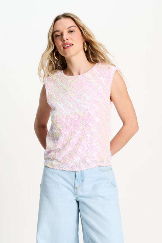 TOP - Sequins Shell Pink