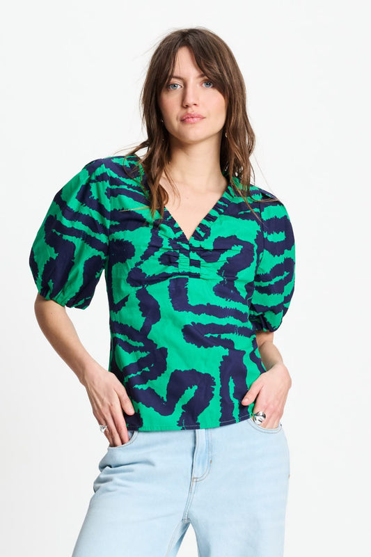 TOP - Poplin Waves Green