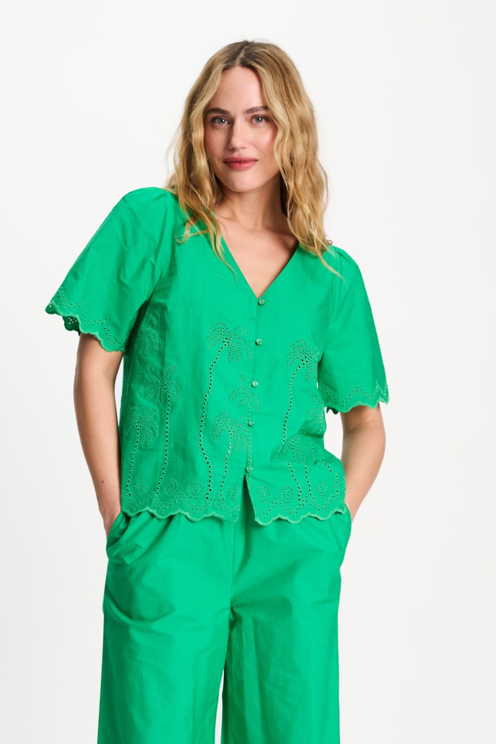 BLUSE - Broderie Anglaise Palm Green