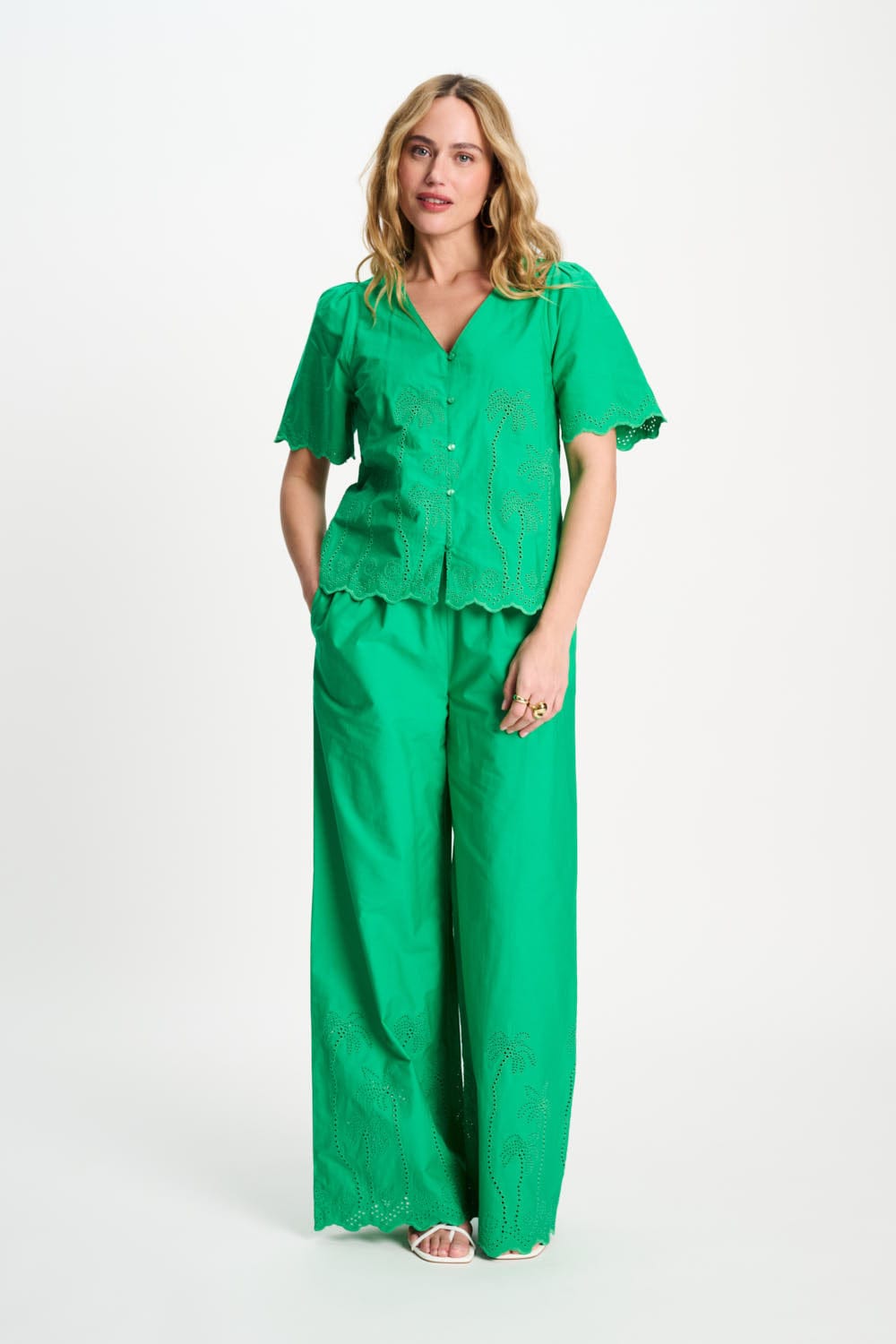 BLUSE - Broderie Anglaise Palm Green