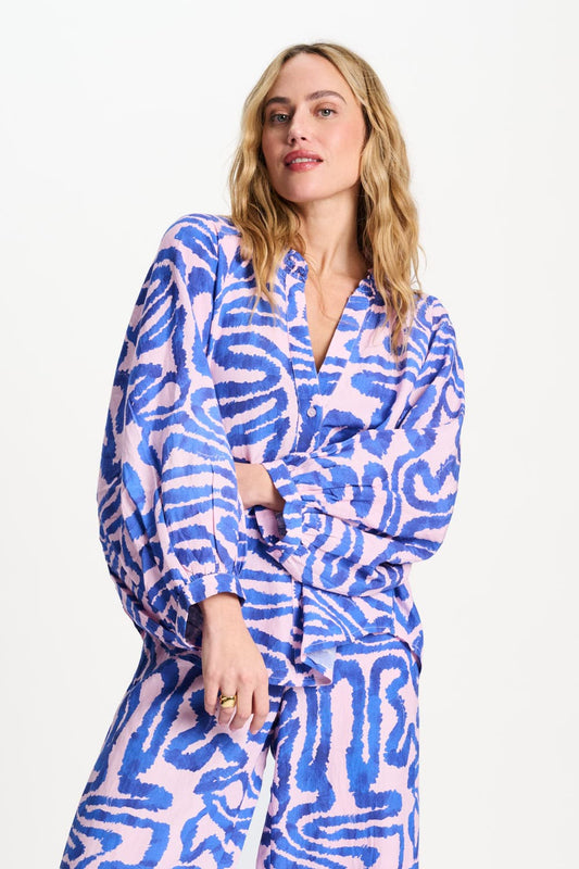 BLUSE - Waves Pink Linen