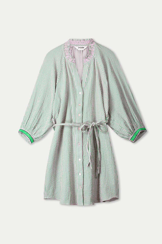 KLEID - Seersucker Green Pink